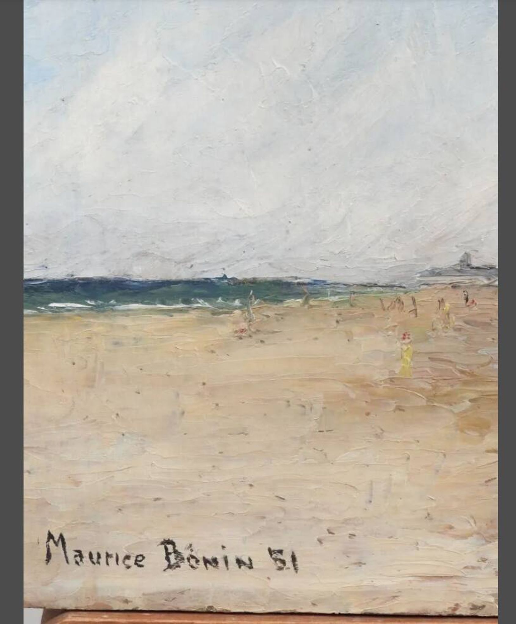 Huile sur panneau "Bord de mer", Maurice Bonin 1951