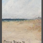 Huile sur panneau "Bord de mer", Maurice Bonin 1951