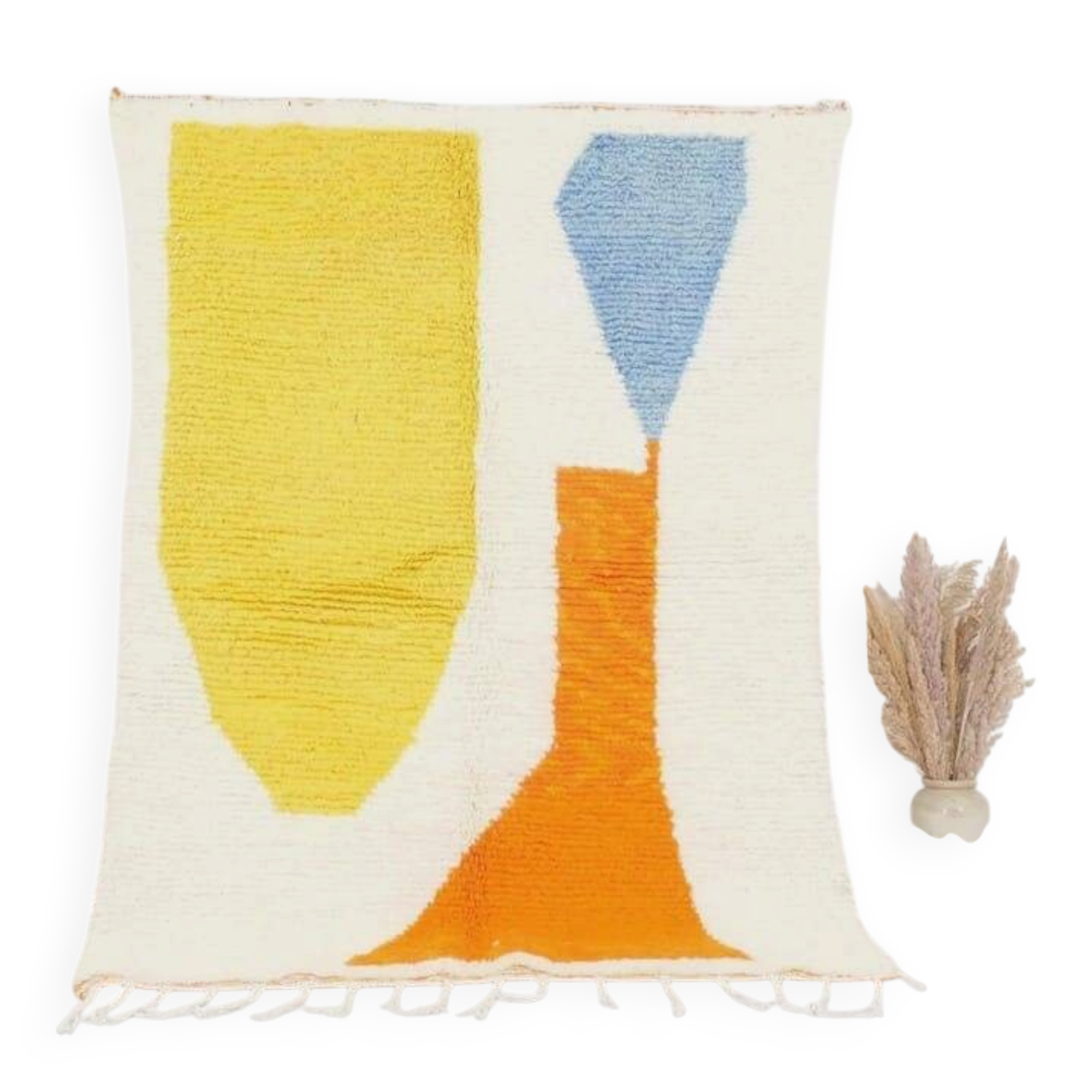 Handwoven Berber rug with traditional coloured patterns, size 1.4/2.6 m.