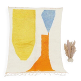 Handwoven Berber rug with traditional coloured patterns, size 1.4/2.6 m.