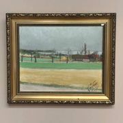 Original Swedish Oil on Panel – “Red Cottages” by Unknown Artist– Signed – Vintage & Framed – 48 × 40 cm (18.8" × 15.7")