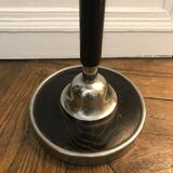 Pedestal table with handle in chrome metal and black wood - Czechoslovak work, 1950: