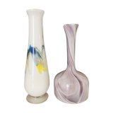 Set of two Murano marmorean glass vases
