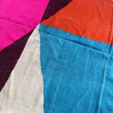 Unbleached Moroccan Berber Kilim carpet with colored flats and fluorescent 294x190cm