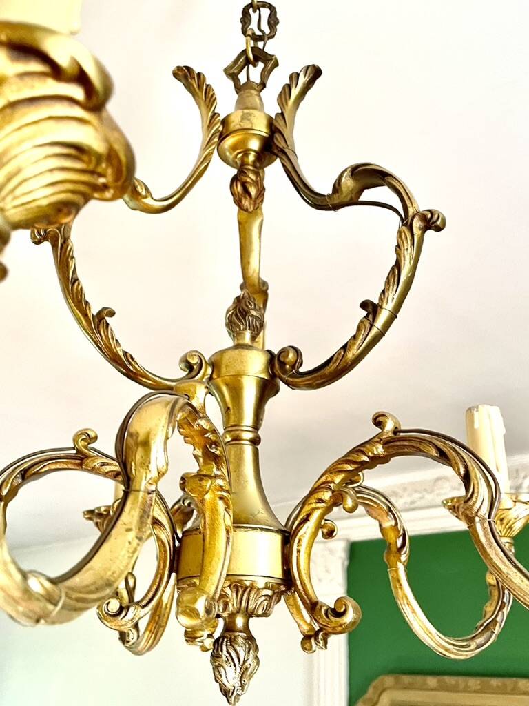Golden bronze chandelier in Louis XV style