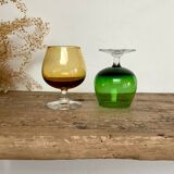 4 verres couleurs vintage