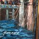 Oil painting on canvas Marine, Boat at the quay signed Florence