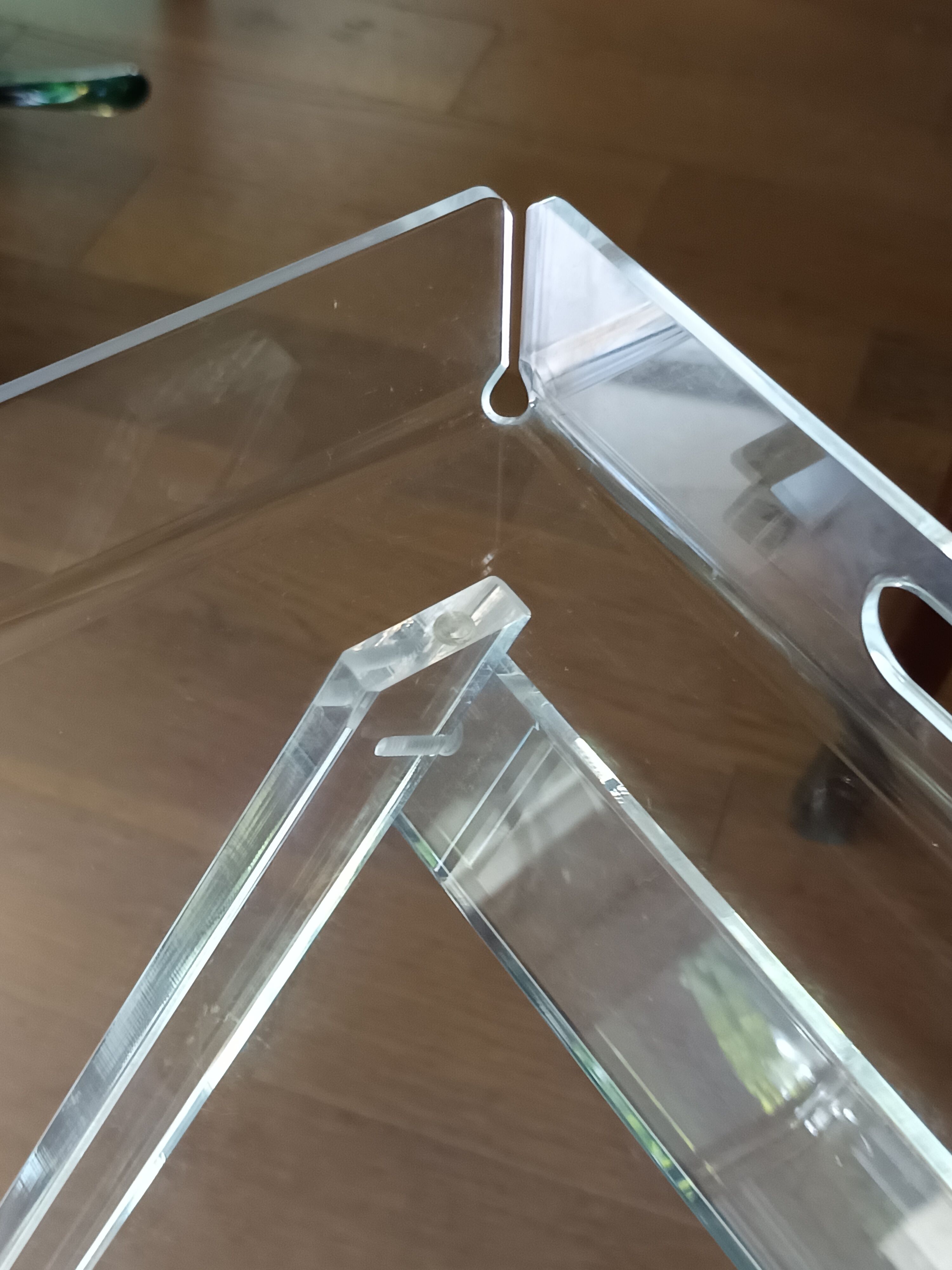 Folding side table in plexiglass with removable top – Vintage design
