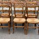 6 Louis XV chairs in solid oak, strawed and carved, 1950.
