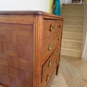 Art Deco chest of drawers - 4 drawers - locks - checkered wood veneer top - 50s