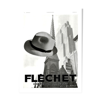 Vintage poster 30s Chapeau Fléchet