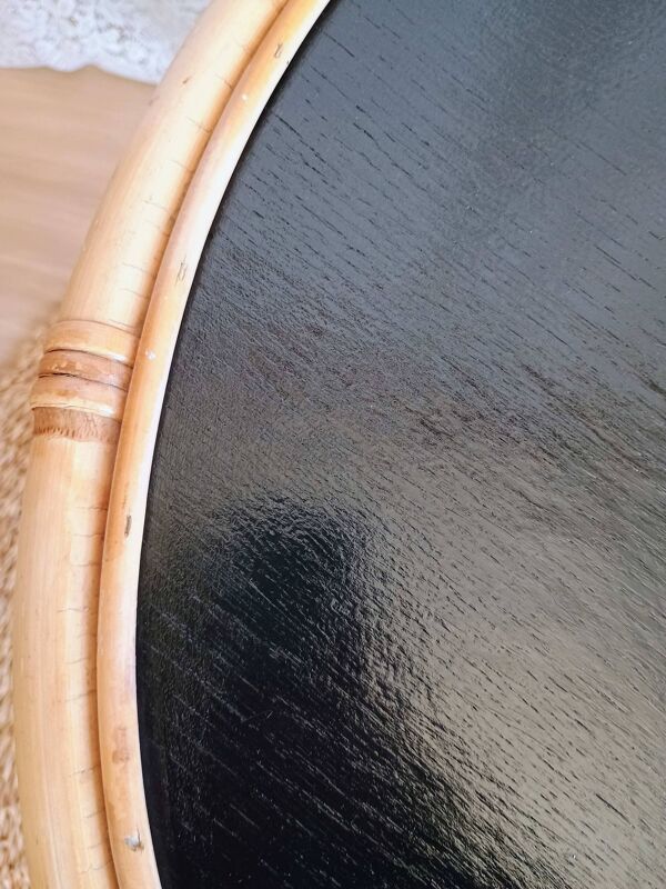 Table basse ronde en rotin vintage