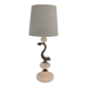 Sculptural table lamp in alabaster with fish/dolphin decoration, Swedish Grace