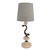 Sculptural table lamp in alabaster with fish/dolphin decoration, Swedish Grace