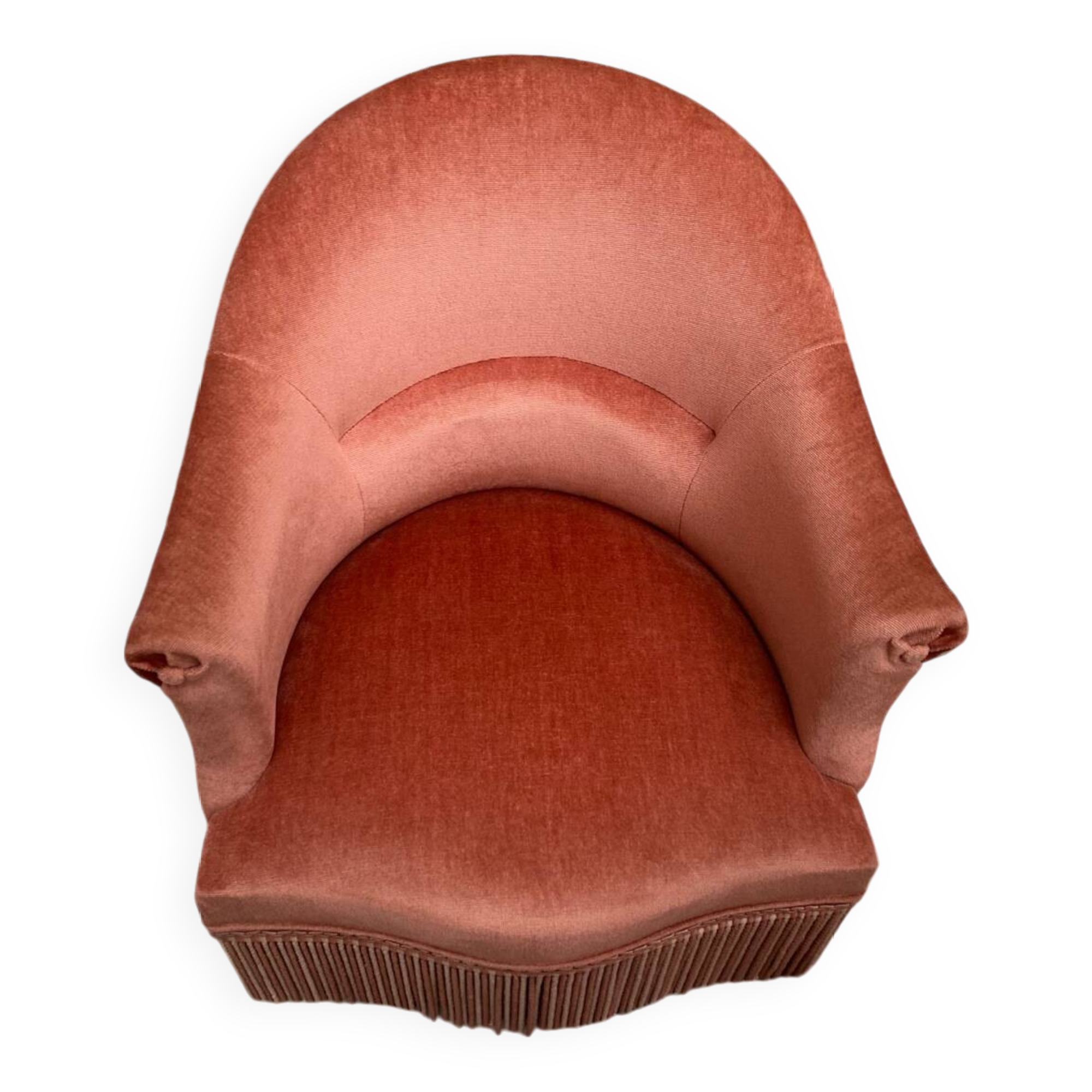 Pink velvet toad armchair