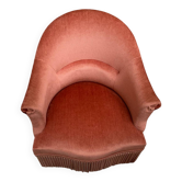 Pink velvet toad armchair