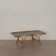 Table basse vintage rotin verre