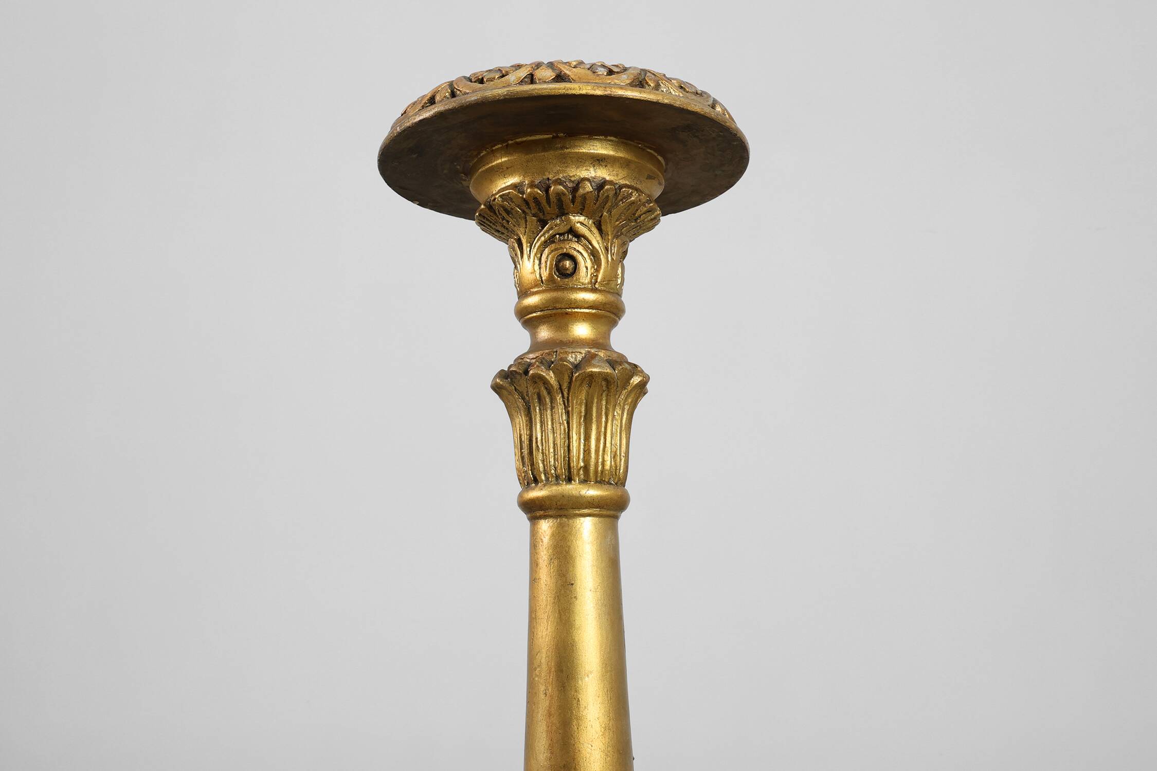 Pair of Gilt Wooden Pedestals with Plaster Decoration, France 19th Century