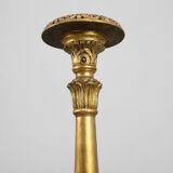 Pair of Gilt Wooden Pedestals with Plaster Decoration, France 19th Century