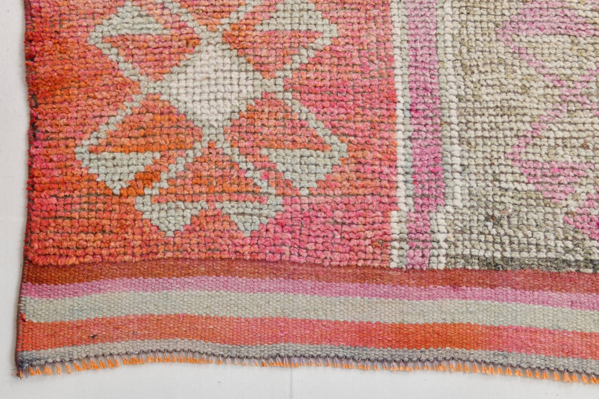 3x10 Turkish Pink & Orange Vintage Runner Rug, 91x316Cm