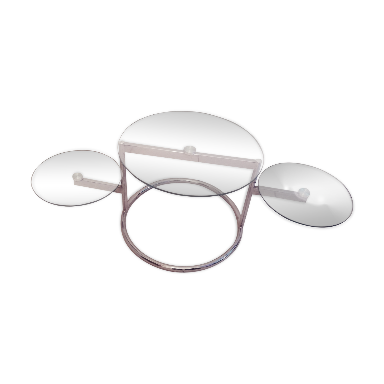 3-tray glass round coffee table