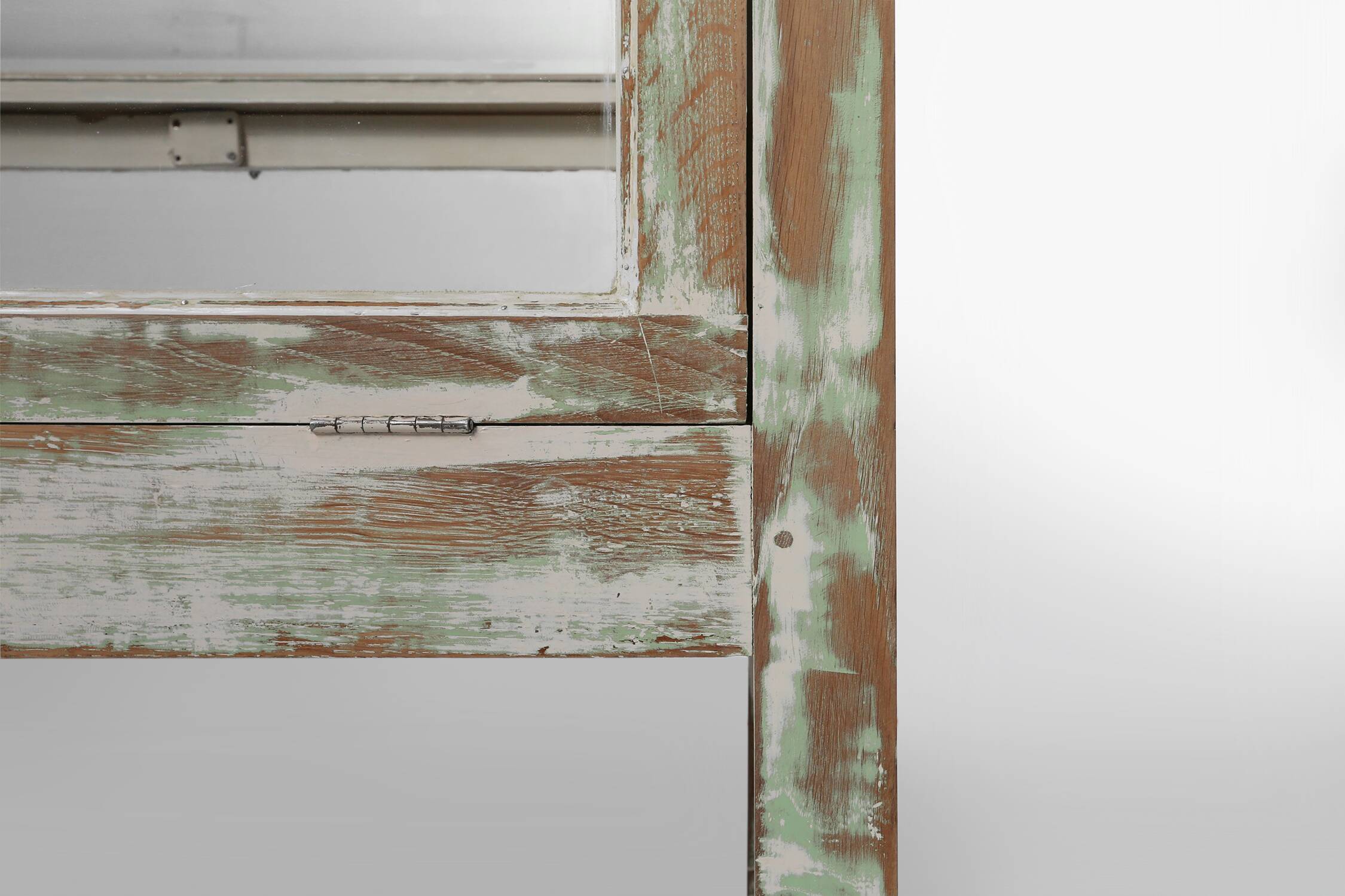 Beautiful patinated large rustic oak display case, France ca. 1900