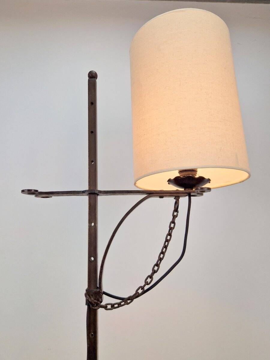 Brutalist Floor Lamp in Wrought Iron, 1950s