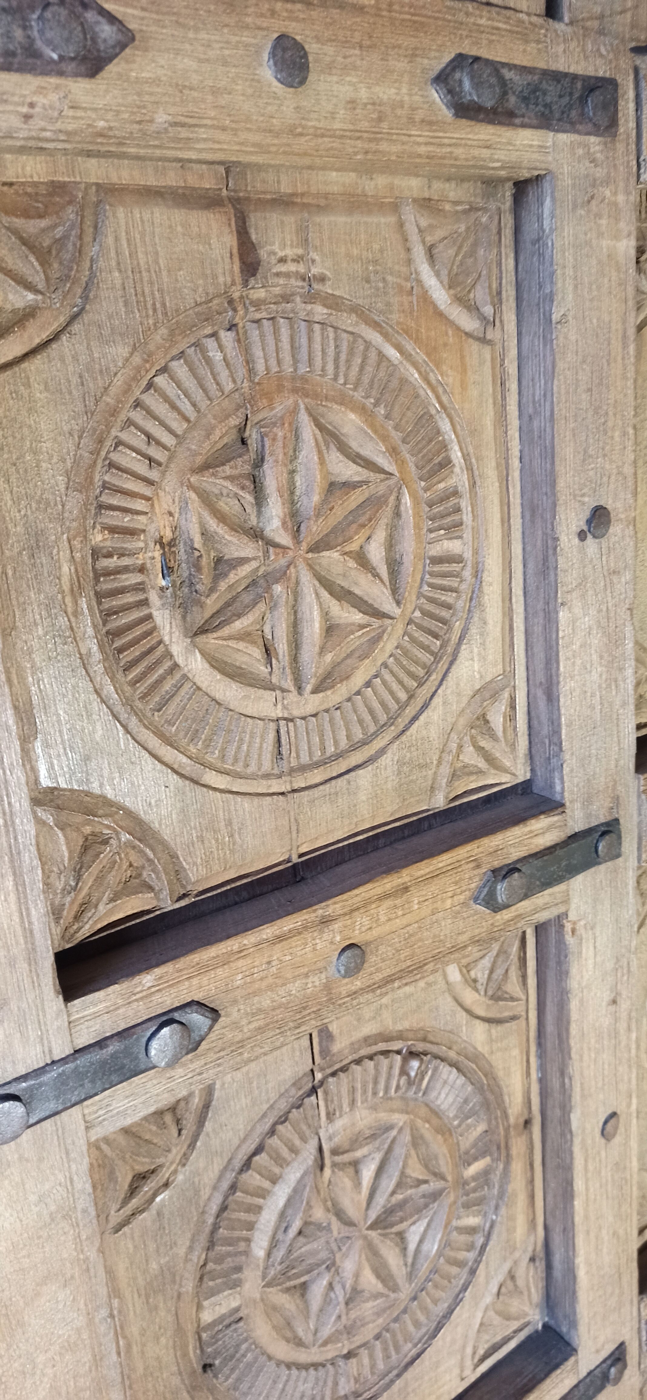 Old brown wooden door