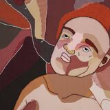 Acrylic, Wool and Cotton Embroidery and Patchwork on Canvas by Ela Fidalgo