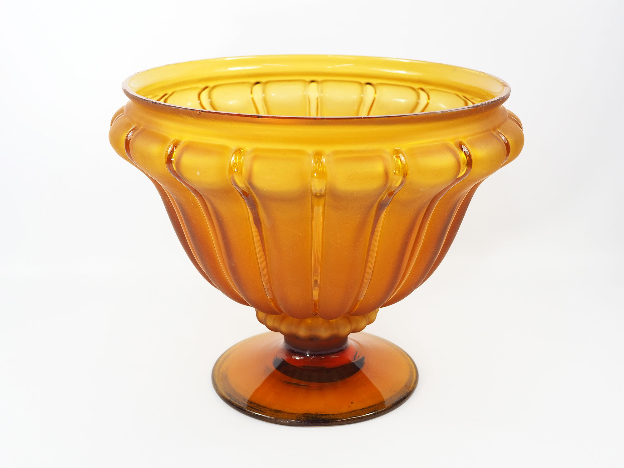 Art Deco Amber Glass Centerpiece Bowl-Circa 1930s