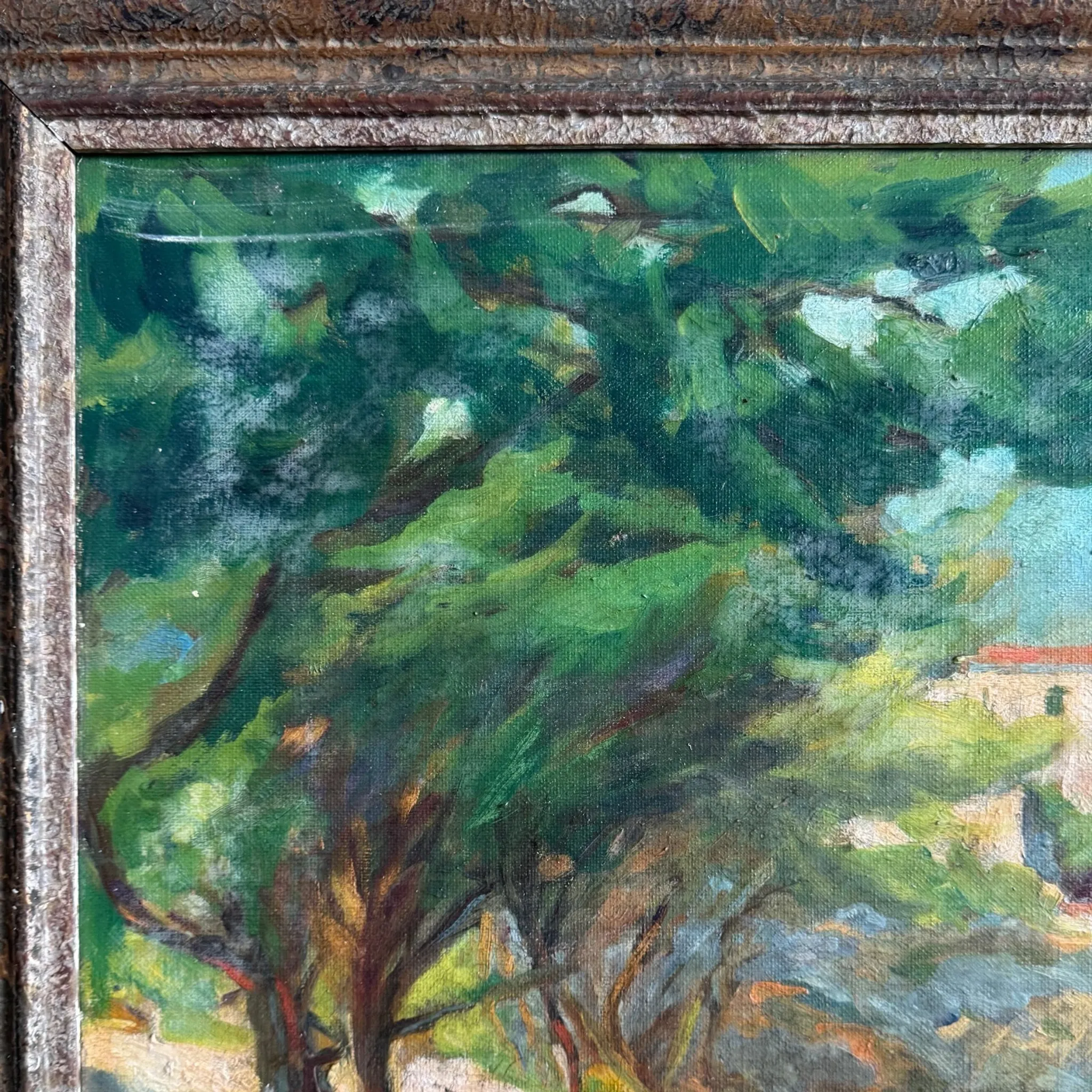 Oil on canvas The Pointe de Bacon in Antibes by M. Desgardins