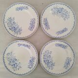 Assiettes Plates Faïence Ancienne Saint Amand Hamage Modèle Flora Vintage