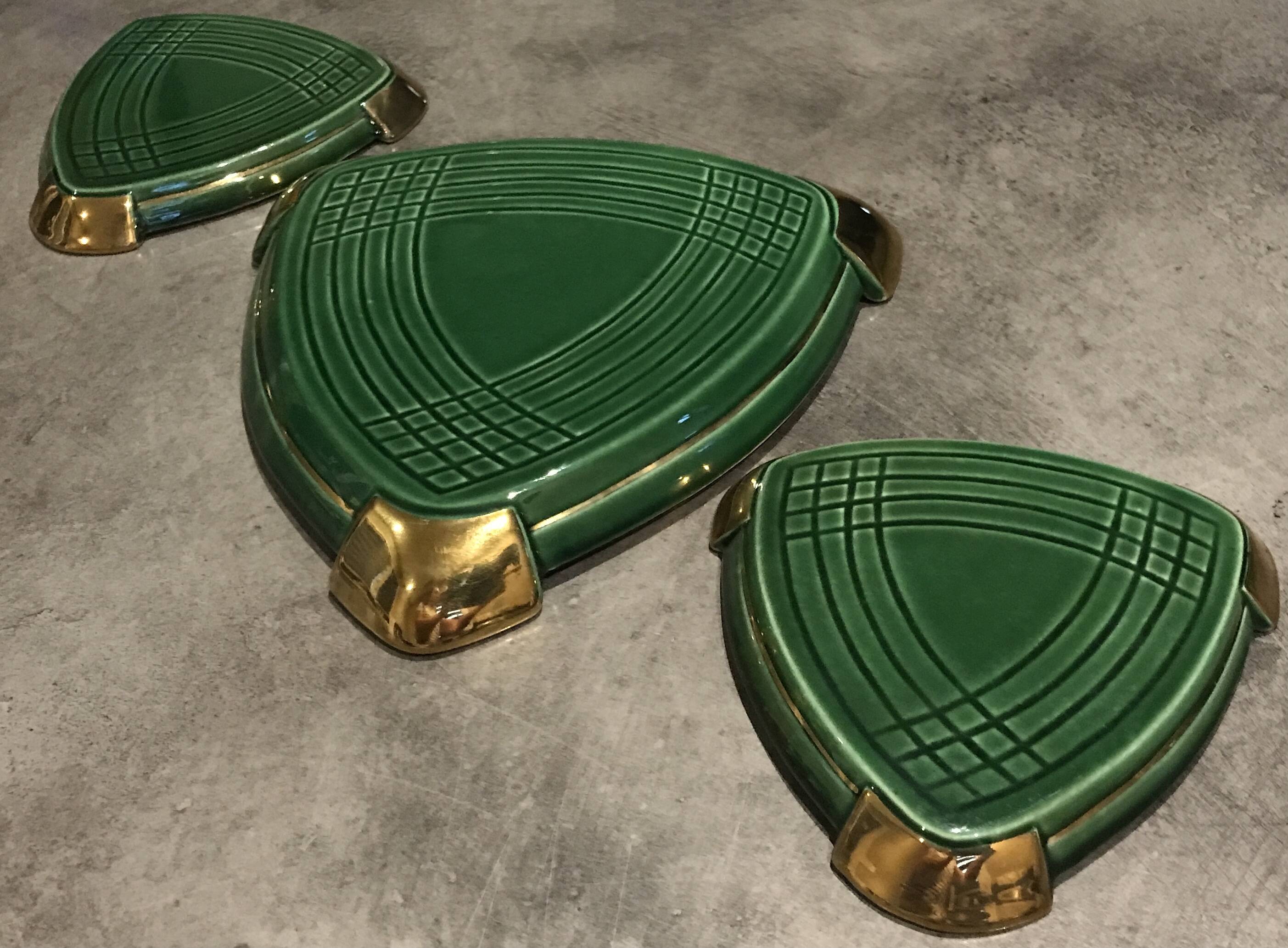 Set of 3 ART CERAMIC TRIVETS and BOTTLES by Poët Laval