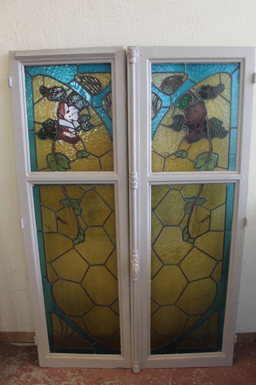 Paire de vitraux de Jacques Gruber art nouveau