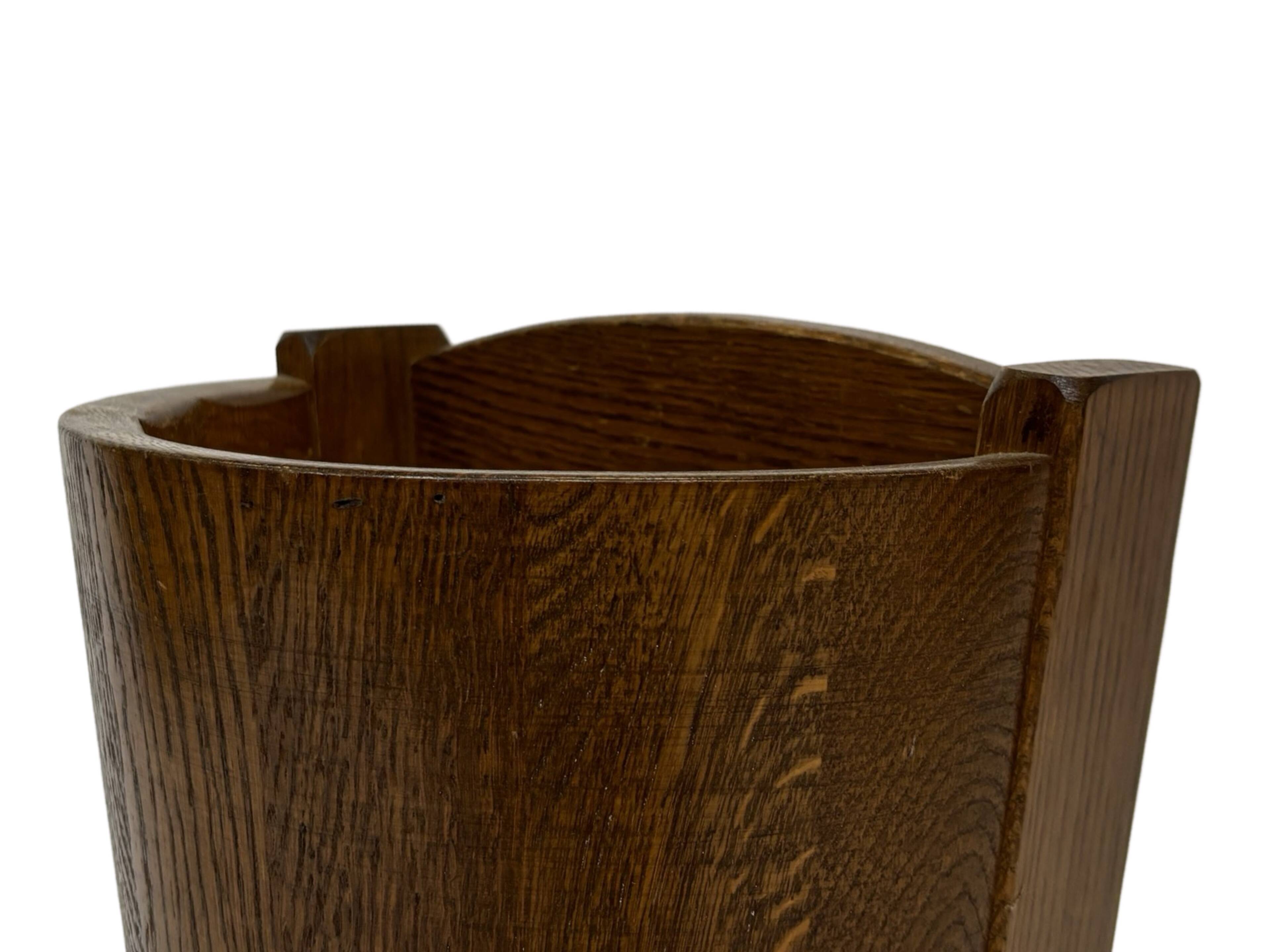 Vintage dark oak umbrella stand basket storage design 60s minimalist design