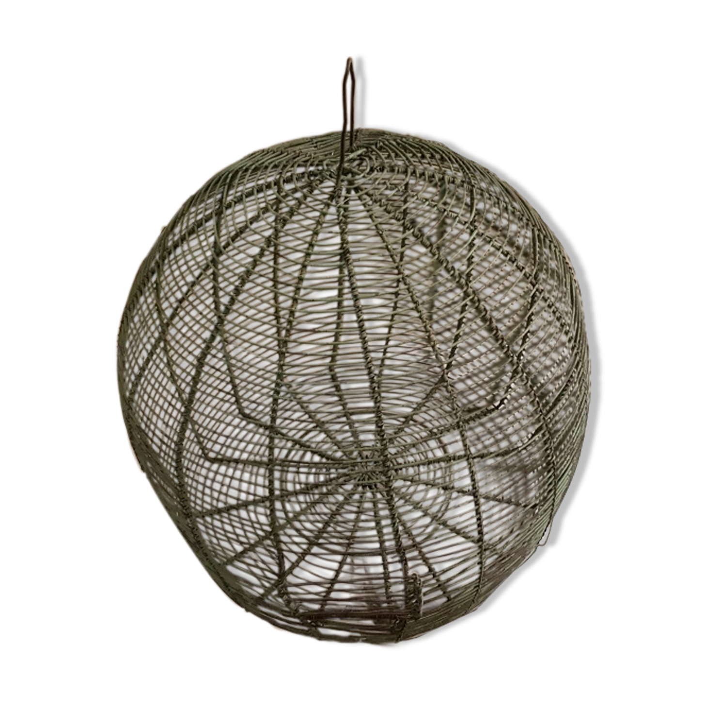 Spherical bird cage green metal