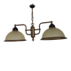 French Mid-Century Bronze Effect Metal Double Billiard Light with Glass Shades