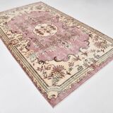 Rare Tapis Vintage Anatolie | Rose Antique & Crème Floral Rug, 185x314 Cm