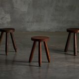 Brutalist Tripod Stools, France, 1960s