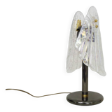Large foliage table lamp in glass and anthracite gray metal. 80 years
