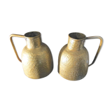 Pitcher - pair of tinned copper pourer qajar persian calligraphy -islamic art