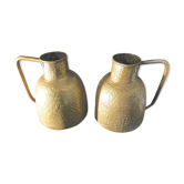 Pitcher - pair of tinned copper pourer qajar persian calligraphy -islamic art