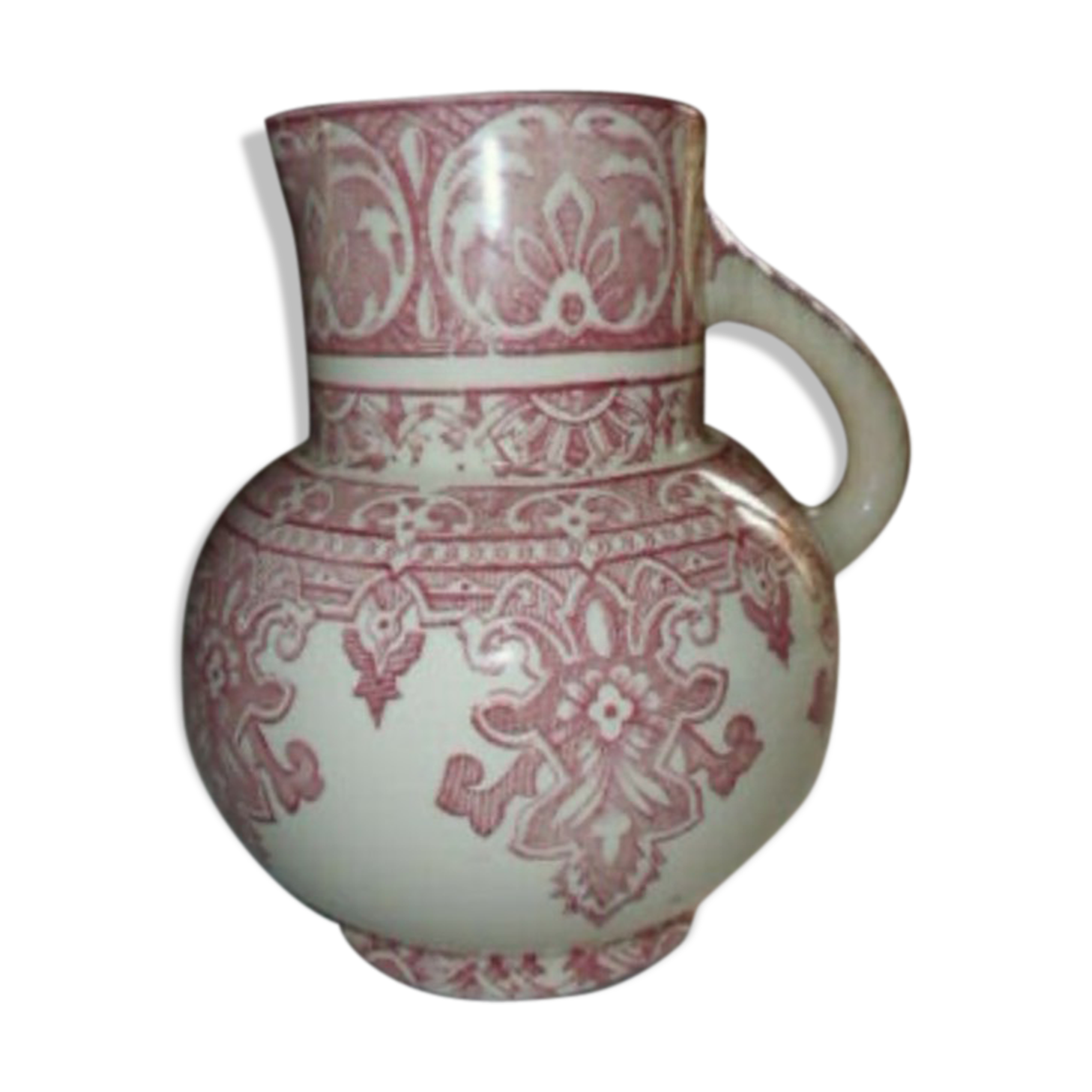 Broc or pitcher Longchamp Moorish décor pink