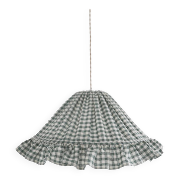 Suspension textile conique avec volant Emilia "petits carreaux vert"