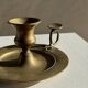 Antique gold hand candlestick with a handle fixed by 3 rivets H8 D13