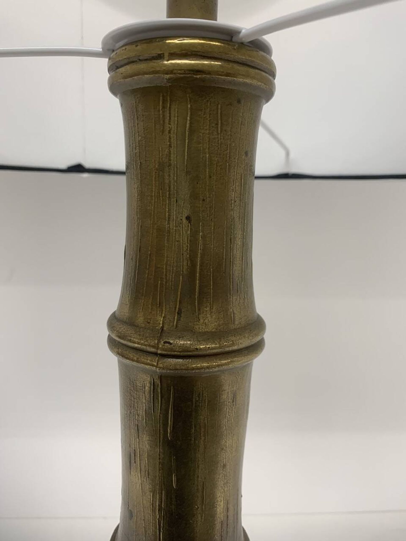 Vintage brass table lamp base in faux bamboo, 1970's