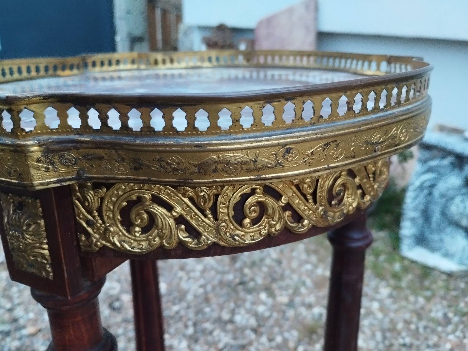 Antique Louis XVI style side table with marble top