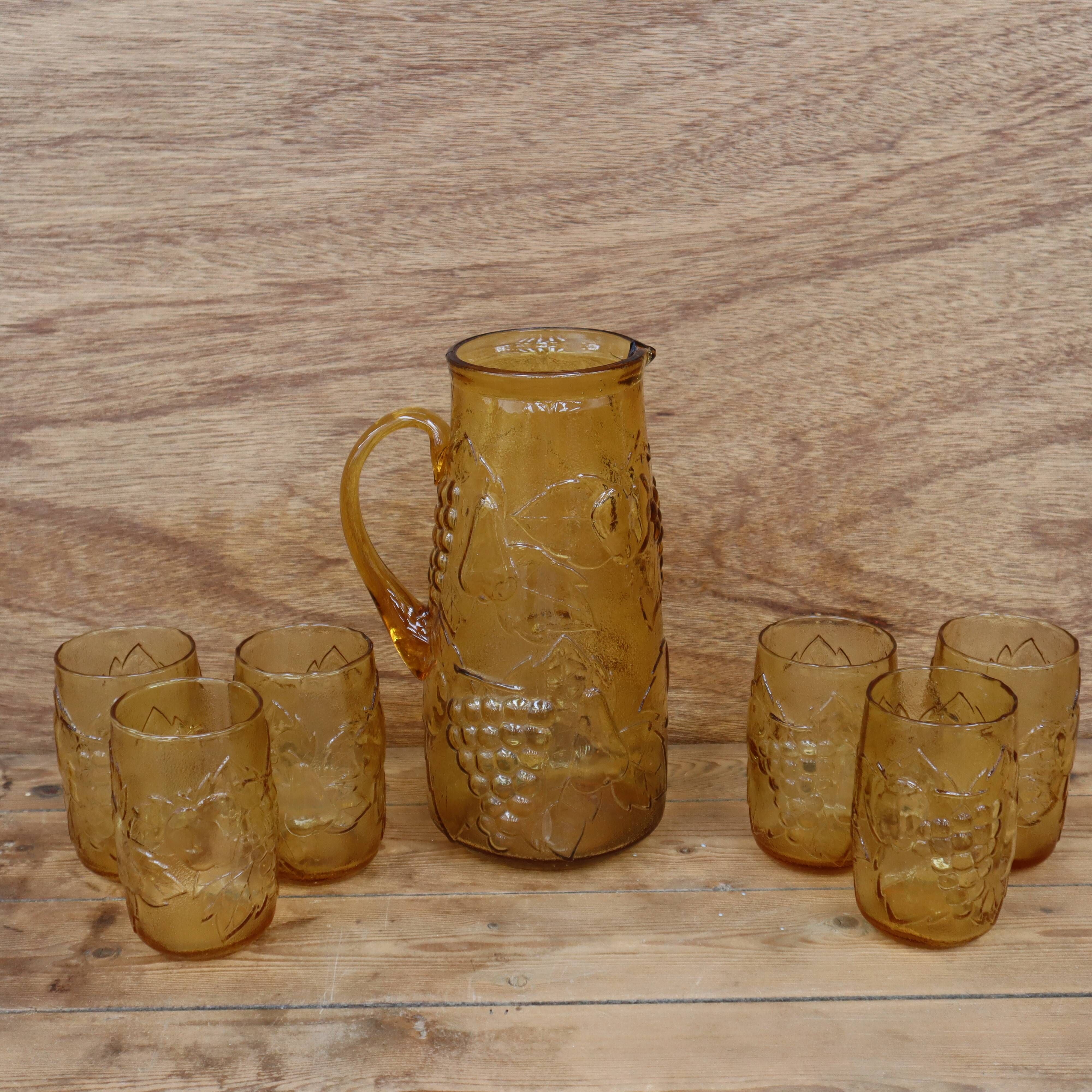 Service à orangeade vintage couleur ambre style années 60 - 70