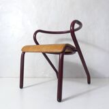 Vintage design children's chair in tubular metal and curved wood
