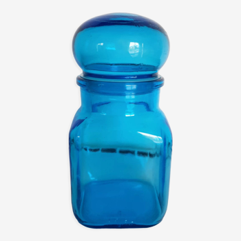 Flacon en verre bleu avec couvercle hermétique
